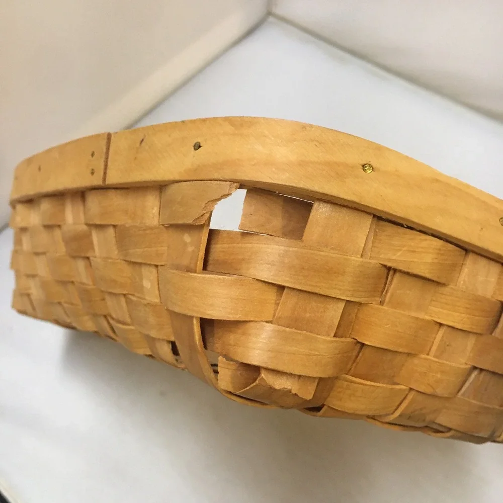 Woven Wood Splint Basket Home Small Tan Rectangular Farmhouse Decor Cottagecore